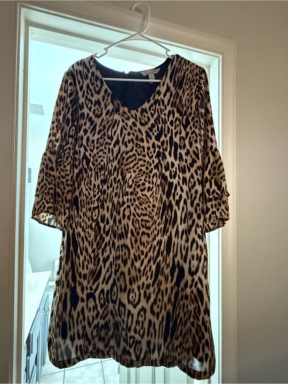 Leopard Print V-Neck Tunic in Brown and Black